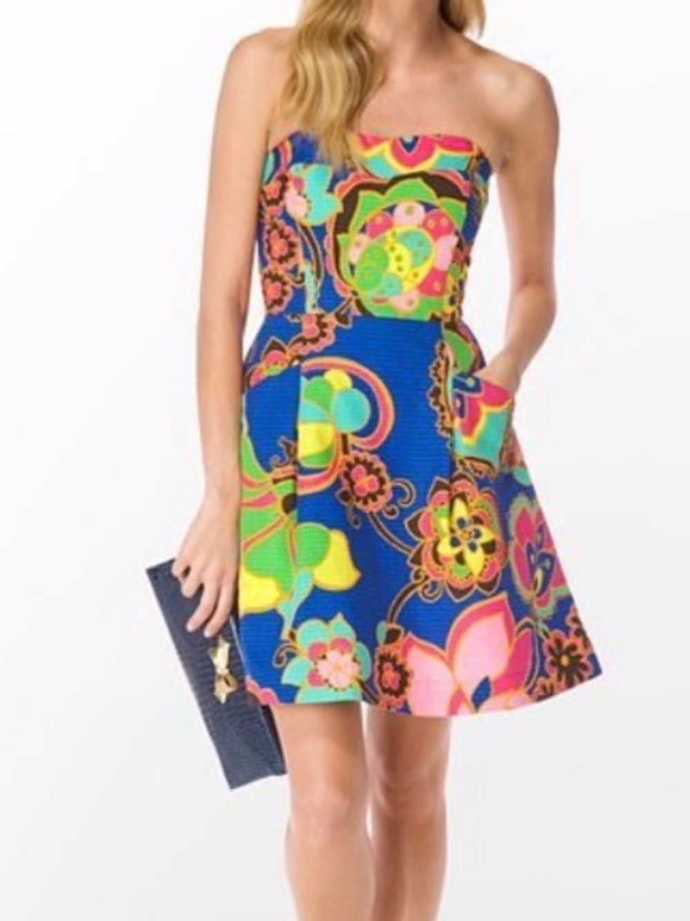 Lilly Pulitzer Bernadette Starry Blue Drama Queen Colorful Sweetheart Dress 00 - Picture 11 of 11